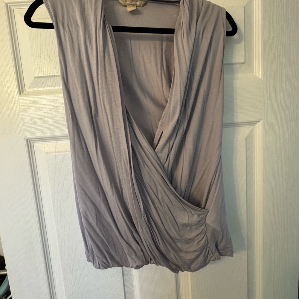 Banana Republic Light Gray Draped Sleeveless shirt